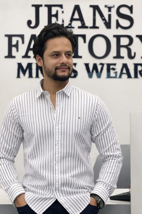 Men's White Striped Shirt