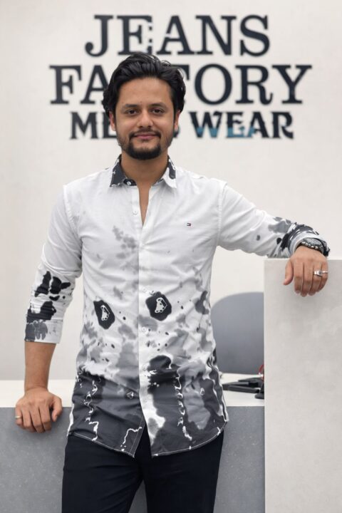 Men's Shaded Printed Dark Grey Premium Cotton Shirt