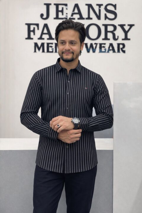 Men's Black Striped Shirt