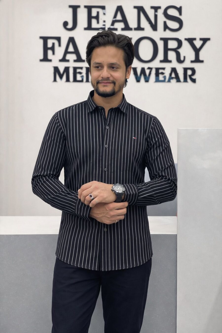 Men's Black Striped Shirt