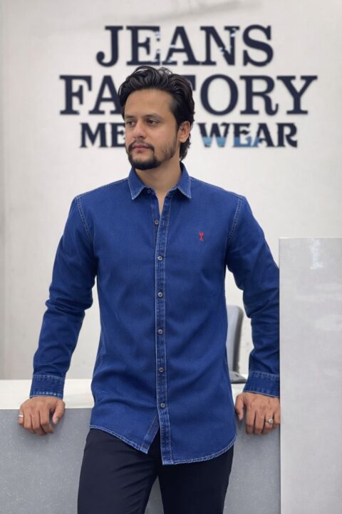 Men's Denim Navy Blue Shirt