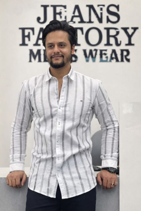 Men's White Premium Striped Cotton Shirt