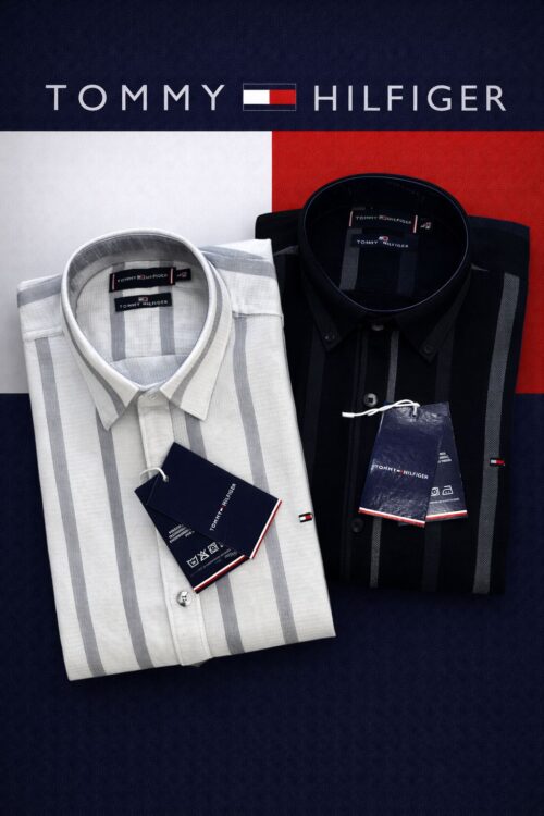 Men's Black & White Premium Striped Cotton Shirt