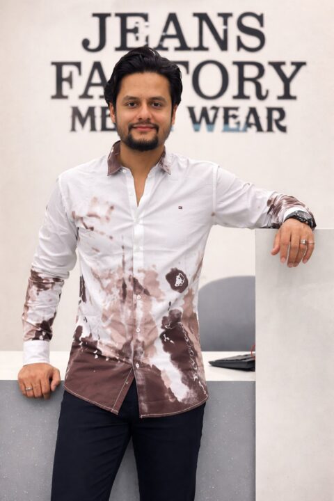 Men's Shaded Printed Brown Premium Cotton Shirt