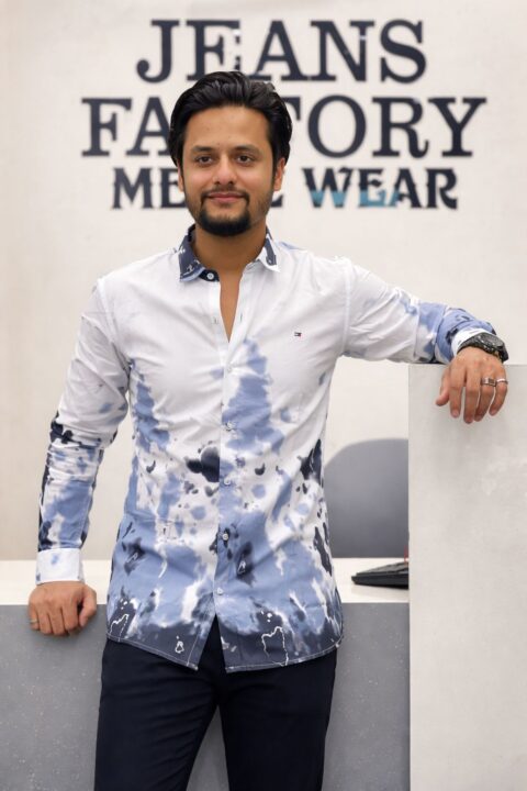 Men's Shaded Printed Blue Premium Cotton Shirt